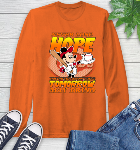 Cincinnati Reds MLB Baseball Mickey Disney Never Lose Hope Long Sleeve T-Shirt 4