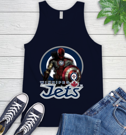 NHL Captain America Thor Spider Man Hawkeye Avengers Endgame Hockey Winnipeg Jets Tank Top 3