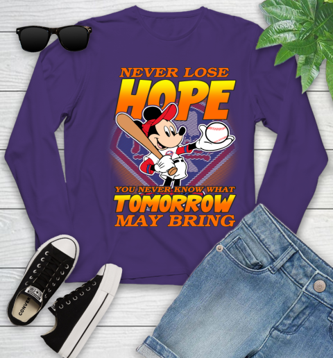 Philadelphia Phillies MLB Baseball Mickey Disney Never Lose Hope Youth Long Sleeve 4
