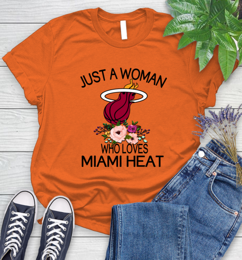 NBA Just A Woman Who Loves Miami Heat Basketball Sports Women's T-Shirt 2