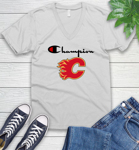 NHL Hockey Calgary Flames Champion Shirt V-Neck T-Shirt