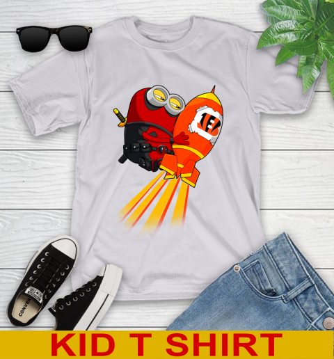 NFL Football Cincinnati Bengals Deadpool Minion Marvel Shirt Youth T-Shirt 4