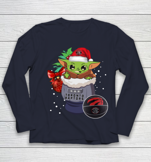 Toronto Raptors Christmas Baby Yoda Star Wars Funny Happy NBA Youth Long Sleeve 3