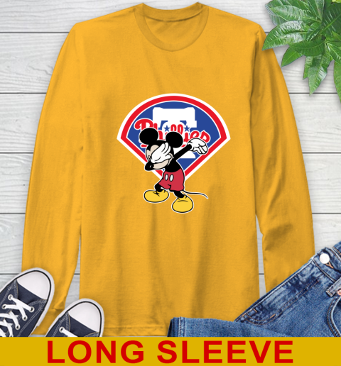 Philadelphia Phillies MLB Baseball Dabbing Mickey Disney Sports Long Sleeve T-Shirt 3