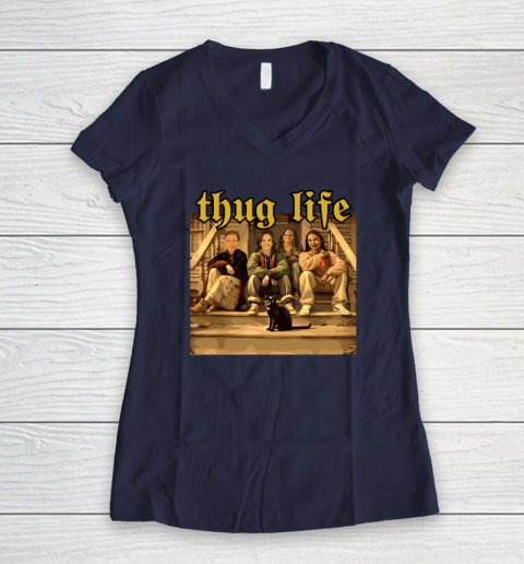 Thug Life Kamala Harris 2024 Feminist  Vote Blue Election Women's V-Neck T-Shirt 7