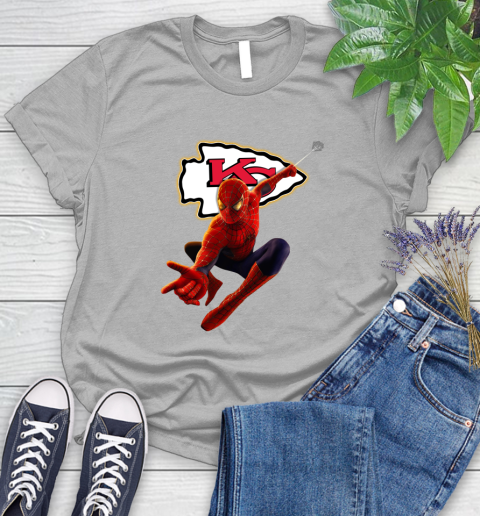 NFL Spider Man Avengers Endgame Football Kansas City Chiefs Women's T-Shirt 5