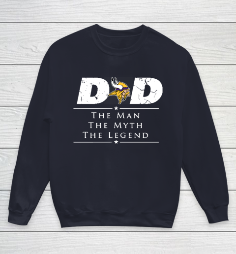 Minnesota Vikings NFL Football Dad The Man The Myth The Legend Youth Sweatshirt - Image 3