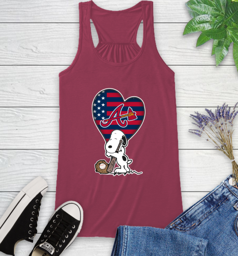 Atlanta Braves MLB Baseball The Peanuts Movie Adorable Snoopy Racerback Tank 8