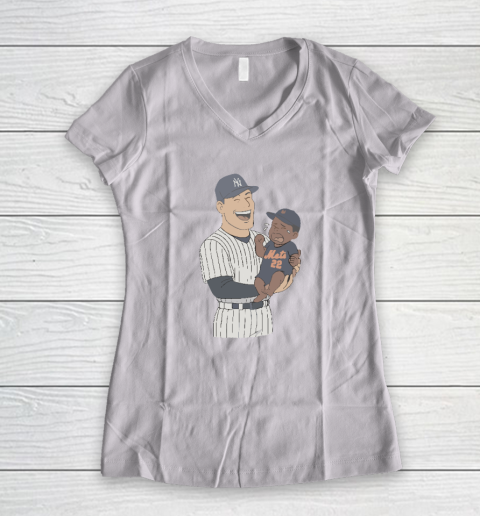 Yankees Holding Crying Mets Baby Women's V-Neck T-Shirt