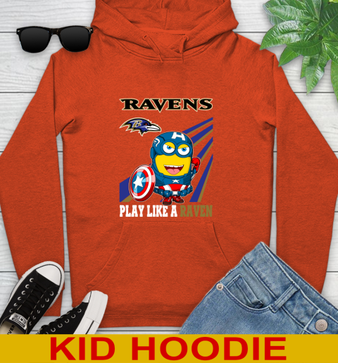 NFL Football Baltimore Ravens Captain America Marvel Avengers Minion Shirt Youth Hoodie 4