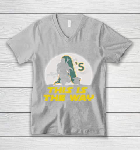Oakland Athletics MLB Baseball Star Wars Yoda And Mandalorian This Is The Way V-Neck T-Shirt 3