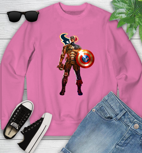 NFL Captain America Marvel Avengers Endgame Football Sports Houston Texans Youth Sweatshirt 7