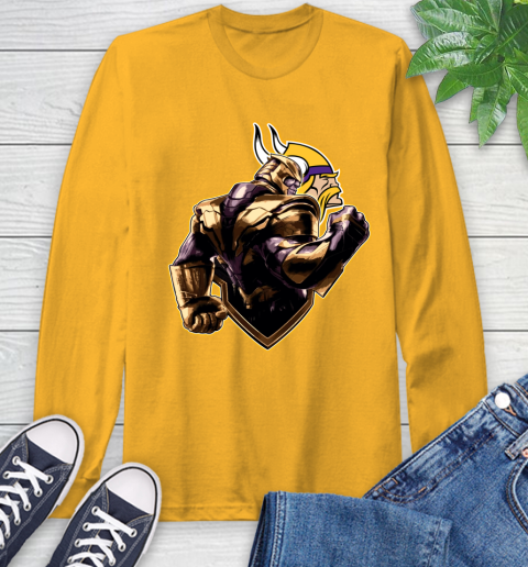 NFL Thanos Avengers Endgame Football Sports Minnesota Vikings Long Sleeve T-Shirt 3