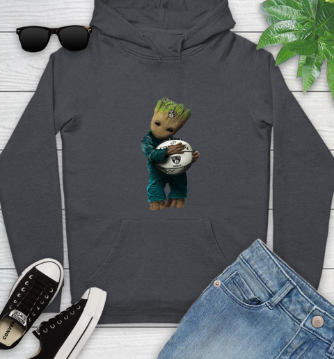 NBA Groot Guardians Of The Galaxy Basketball Sports Brooklyn Nets Youth Hoodie 8