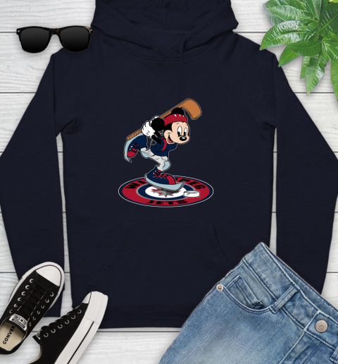 NHL Hockey Winnipeg Jets Cheerful Mickey Disney Shirt Youth Hoodie 4