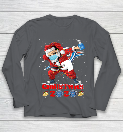 Oklahoma City Thunder Funny Santa Claus Dabbing Christmas 2020 NBA Youth Long Sleeve 6