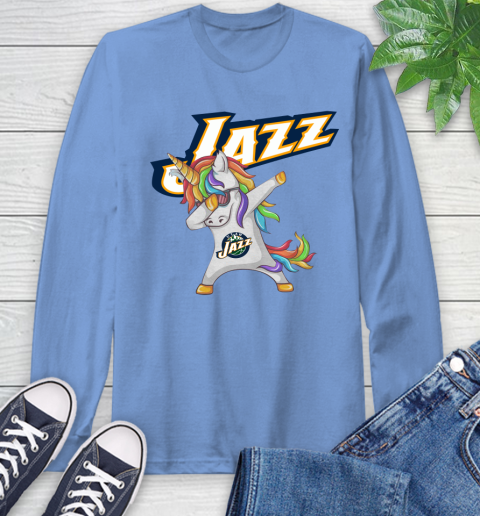Utah Jazz NBA Basketball Funny Unicorn Dabbing Sports Long Sleeve T-Shirt 11