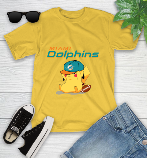 NFL Pikachu Football Sports Miami Dolphins Youth T-Shirt 8