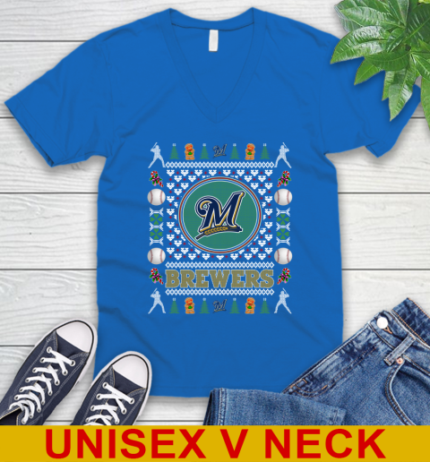 Milwaukee Brewers Merry Christmas MLB Baseball Loyal Fan V-Neck T-Shirt 6 Milwaukee Brewers Merry Christmas MLB Baseball Loyal Fan V-Neck T-Shirt - Image 6