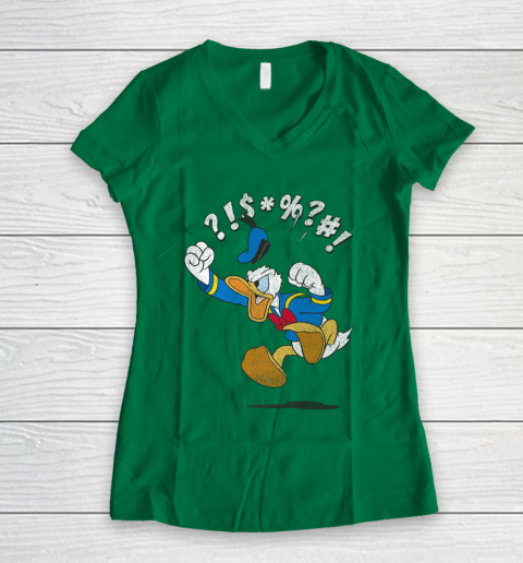 Disney Mickey And Friends Donald Angry Jump Women's V-Neck T-Shirt 3