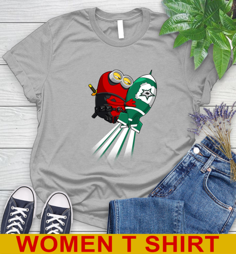 NHL Hockey Dallas Stars Deadpool Minion Marvel Shirt Women's T-Shirt 5
