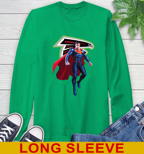 NFL Superman DC Sports Football Atlanta Falcons Long Sleeve T-Shirt 7
