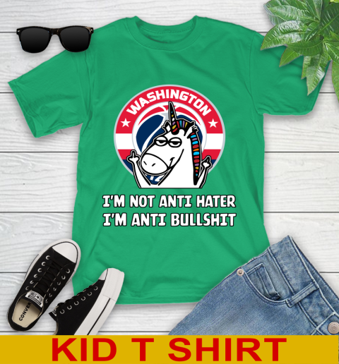 Washington Wizards NBA Basketball Unicorn I'm Not Anti Hater I'm Anti Bullshit Youth T-Shirt 6
