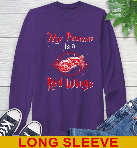 NHL Hockey Harry Potter My Patronus Is A Detroit Red Wings Long Sleeve T-Shirt 5