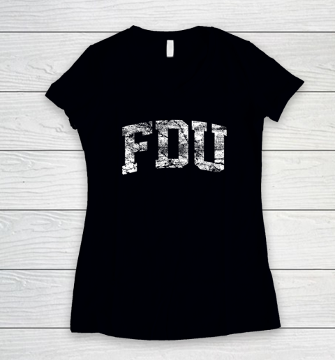 FDU Fairleigh Dickinson University Women's V-Neck T-Shirt