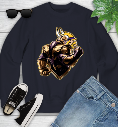NFL Thanos Avengers Endgame Football Sports Minnesota Vikings Youth Sweatshirt 3