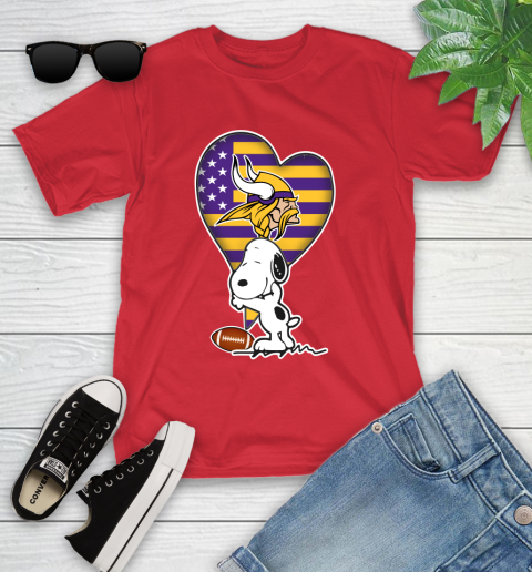 Minnesota Vikings NFL Football The Peanuts Movie Adorable Snoopy Youth T-Shirt 10
