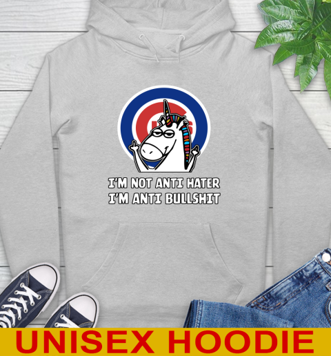 Chicago Cubs MLB Baseball Unicorn I'm Not Anti Hater I'm Anti Bullshit Hoodie 6