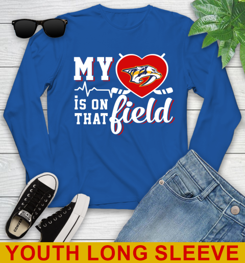 NHL My Heart Is On That Field Hockey Sports Nashville Predators Youth Long Sleeve 10