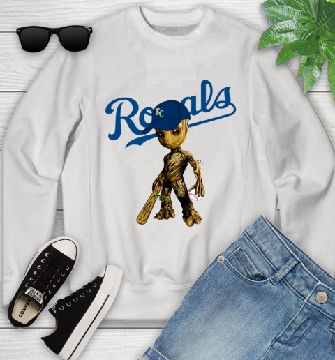MLB Kansas City Royals Groot Guardians Of The Galaxy Baseball Youth Sweatshirt
