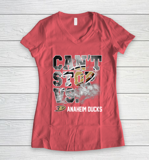 NHL Anaheim Ducks Hockey Can't Stop Vs Women's V-Neck T-Shirt 4