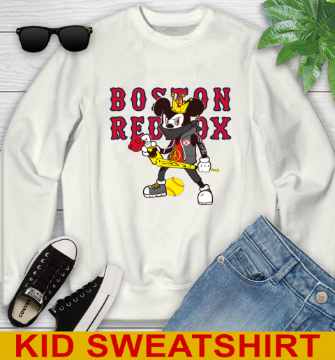 Boston Red Sox MLB Baseball Mickey Peace Sign Sports Youth Sweatshirt