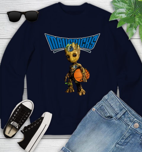 Dallas Mavericks NBA Basketball Groot Marvel Guardians Of The Galaxy Youth Sweatshirt 3