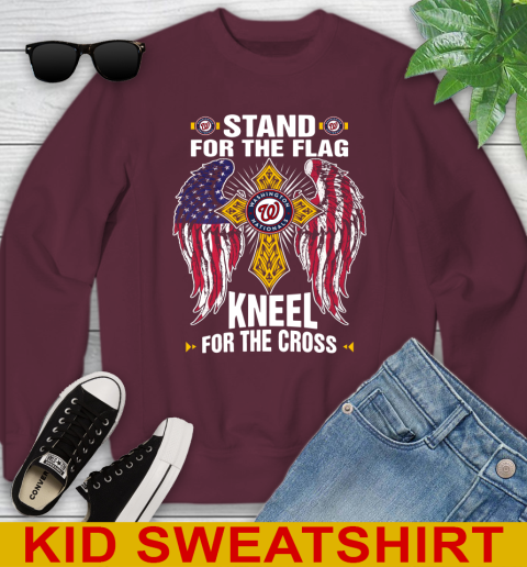 MLB Baseball Washington Nationals Stand For Flag Kneel For The Cross Shirt Youth Sweatshirt 4