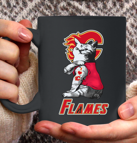 NHL My Cat Loves Calgary Flames Hockey Ceramic Mug 11oz