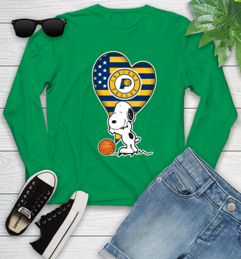 Indiana Pacers NBA Basketball The Peanuts Movie Adorable Snoopy Youth Long Sleeve 6