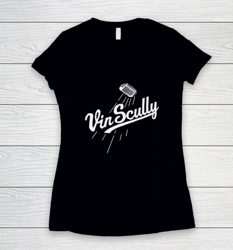 Vin Scully Microphone Women's V-Neck T-Shirt