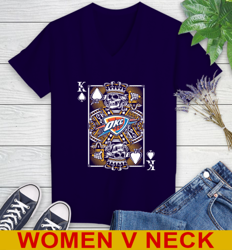 Oklahoma City Thunder NBA Basketball The King Of Spades Death Cards Shirt Women's V-Neck T-Shirt 3