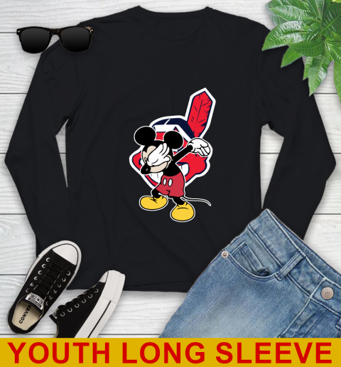 Cleveland Indians MLB Baseball Dabbing Mickey Disney Sports Youth Long Sleeve 2