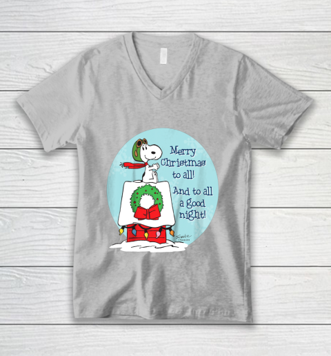Peanuts Snoopy Merry Christmas and to all Good Night V-Neck T-Shirt 11
