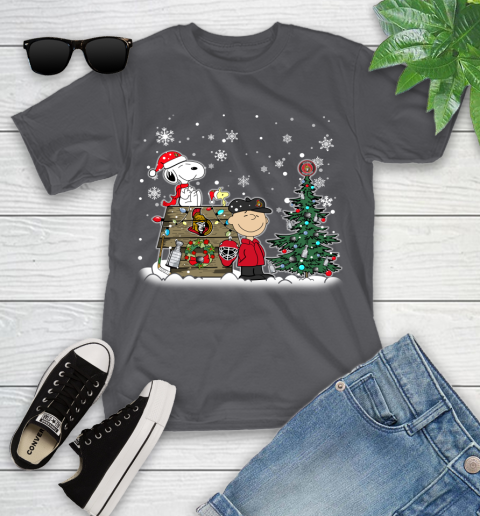 NHL Ottawa Senators Snoopy Charlie Brown Woodstock Christmas Stanley Cup Hockey Youth T-Shirt 6