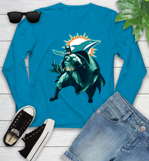 NFL Batman Football Sports Miami Dolphins Youth Long Sleeve 7