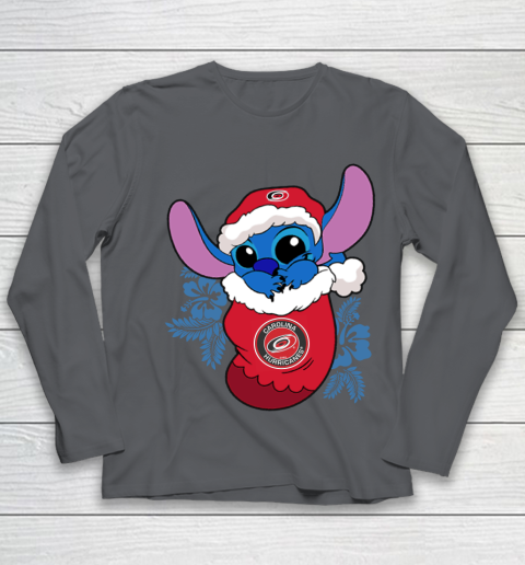 Carolina Hurricanes Christmas Stitch In The Sock Funny Disney NHL Youth Long Sleeve 8