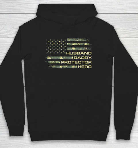 Husband Daddy Protector Hero Shirt Fathers Day American Flag Hoodie