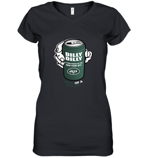 Bud Light Dilly Dilly! New York Jets Birds Of A Cooler Women's V-Neck T-Shirt