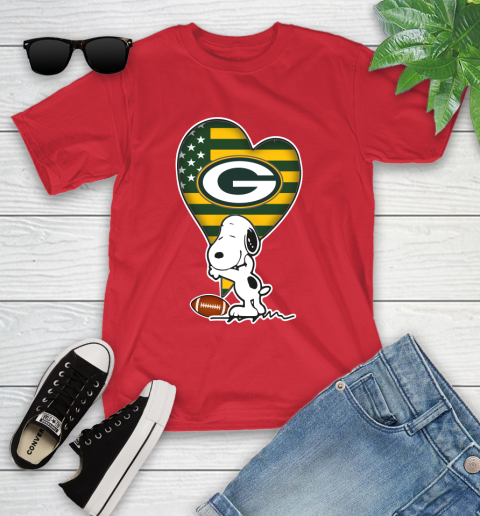 Green Bay Packers NFL Football The Peanuts Movie Adorable Snoopy Youth T-Shirt 10